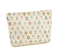 WOZEAH Bolsa de maquillaje pequeña para cosméticos, elegante bolsa de maquillaje con cremallera, bolsa de viaje de lona para artículos de tocador, Flor rombica