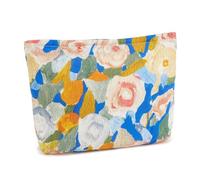 WOZEAH Bolsa de maquillaje pequeña para cosméticos, elegante bolsa de maquillaje con cremallera, bolsa de viaje de lona para artículos de tocador, Pintar flor 2