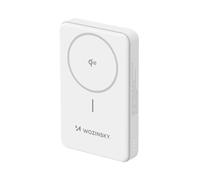 WOZINSKY Batería Externa Magnética Power Bank 10000 mAh 22,5W Tecnología Qi 2.0 con Soporte Integrado Blanca