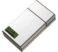 WOZLO-Pitillera inteligente, ayuda para dejar de fumar, temporizador y cerradura de aleación de aluminio, 20 cigarrillos delgados,Silver