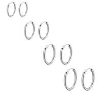 WOZNU Pendientes Mujer Plata, Pendientes Aro Pequeños De Plata 925 Para Mujer, Chapado en 14K Oro Pendientes Dorados Mujer De Aro pequeños, Minimalistas Pendientes Aro Plata Mujer Plata
