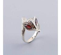 WOZUIMEI Anillo de Estilo Chino Joyería S925 Anillo de Plata Esterlina Artesanía de Plata Tailandesa con Incrustaciones Jacinto Simple Moda Mujer Anillo de Zorroanillo, 16.9