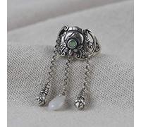 WOZUIMEI Anillo de Estilo Chino Joyería S925 Anillo de Plata Esterlina Retro Estilo Étnico de Plata Tailandesa Anillo Dividido Ajustable Anillo de Dedo Índice de Borla de Murciélago FemeninoApertura