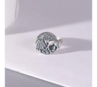 WOZUIMEI Anillo de Estilo Chino Joyería S925 Anillo de Plata Esterlina Retro Mujer Caballo de Plata Tailandés Mate para el Éxito Anillo Dividido Ajustable Anillo de ModaApertura ajustable