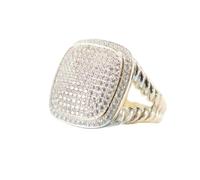 WOZUIMEI Anillo Retro de Estilo Chino S925, Anillo Trenzado de Circonita Cuadrada de Precisión de Moda con Personalidad de Plata, Anillo Femeninoblanco, 17.5