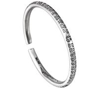 WOZUIMEI Brazalete Vintage de Estilo Chino Plata S999 Brazalete de Plata Esterlina Baifu Pulsera Personalidad de Apertura Femenina Simple EsmeriladoPulsera Baifu
