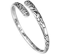 WOZUIMEI Brazalete Vintage de Estilo Chino S999 Brazalete de Plata Esterlina Joyería Brazalete de Plata Esterlina Patrón de Loto en Relieve Pulsera Abierta Femenina Pulsera de Plata Simple Apenadael