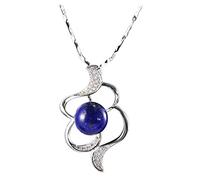 WOZUIMEI Colgante de Estilo Chino S925 Plata Esterlina Estilo Coreano Arte Lapislázuli Flash Diamante Circón Colgante de Moda para Mujercolgante sin cadena