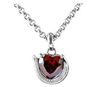 WOZUIMEI Colgante de Estilo Chino S925 Plata Esterlina Estilo Coreano Colgante de Amor de Circonita de Plumas Simples Colgante de Arte de Moda FemeninaColgante de circonitas rojas sin cadena