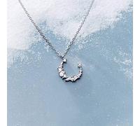 WOZUIMEI Collar Coreano de Diseño de Temperamento de Collar de Media Luna de Diamantes de Moda Femenina de Plata S925collar