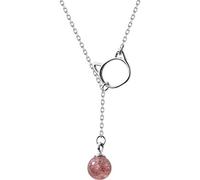 WOZUIMEI Collar de Plata S925 Temperamento de Estilo Coreano Lindo Gato Collar de Cristal de Fresa Simple Cadena de Clavícula Pequeñacollar
