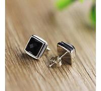 WOZUIMEI Pendiente de Gota Pendientes de Moda S925 Joyería de Plata Esterlina Pendientes de Ágata Negra FacetadaÓnix negro
