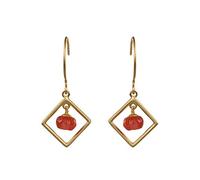 WOZUIMEI Pendientes de Estilo Étnico Retro S925 Pendientes de Ágata Roja con Incrustaciones de Plata Esterlina Pendientes Elegantes Largos Simples Y Elegantes para Mujerplata s925