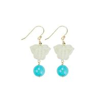 WOZUIMEI Pendientes de Oreja Aretes para Mujer Diy Hecho a Mano Pendientes de Mariposa Saitama Estilo Chino Estilo Étnico S925 Plata Color Caramelo Pendientes de AmazonitaComo se muestra, Plata 925