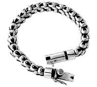 WOZUIMEI Pulsera de Plata de Estilo Chino, Joyería de Plata Esterlina 925, Plata Tailandesa Vintage, Pulsera de Plata para Hombres Dominantes, Pin, Diseño Simple22cm