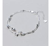WOZUIMEI Pulsera de Plata S925 Pulsera de Estrella Pequeña Brillante Pulsera de Estrella de Cinco Puntas Doble de Moda Joyería Simple MujerPulsera
