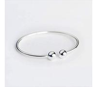 WOZUIMEI S925 Brazalete de Plata Moda Bola de Plata Simple Brazalete Inactivo Abierto Joyería de Moda para Mujer Joyería de Platapulsera
