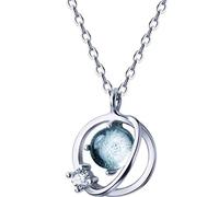 WOZUIMEI S925 Collar de Aurora de Plata Femenina Estilo Coreano Diamante Moda Dulce Círculo Planeta Cadena de Clavícula Cortacollar