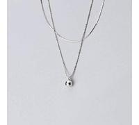 WOZUIMEI S925 Collar de Plata Estilo Japonés Y Coreano para Mujer Personalidad de Moda Simple Estilo Cuentas de Luz Joyería de Clavícula de Doble CadenaCollar de plata S925