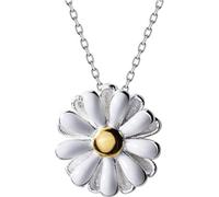 WOZUIMEI S925 Collar de Plata Femenino Estilo de Arte Coreano Collar de Flores Temperamento Pequeña Margarita Cadena de Clavícula Corta Femeninacollar