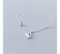 WOZUIMEI S925 Collar de Plata Femenino Temperamento Coreano Dulce Doble Mariposa Cadena de Clavícula Corta Moda Lindo Collarcollar