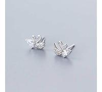 WOZUIMEI S925 Pendientes de Plata Moda Coreana para Mujeres Amor Cisnes Joyas de Diamantes Niñas Joyería de Apéndices Auricularesplata, Plata 925