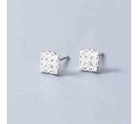 WOZUIMEI S925 Pendientes de Plata para Mujer Estilo Coreano Moda Diamante Patrón Cuadrado Pendientes Temperamento Mujer Lindaplata