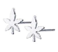 WOZUIMEI S925 Pendientes de Plata Pendientes de Hoja de Arce de Plata Cepillados Pequeños Y Lisos para Mujer Joyería de Oreja Simple Joyería Literaria para Mujerun par, Plata 925