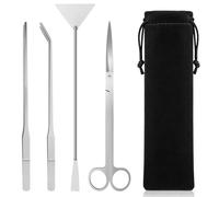 Wozzies 4 en 1 Kit Herramientas de Acuario, Aquarium Aquascaping Kit, Herramienta Acuario, Kit Espátula Alicates Tijeras Pinzas, con Bolsas de Almacenamiento