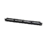 WP 19" PATCH PANEL CAT.6A UTP 24 RJ45 PORTS 1U WITH CABLE MANAGEMENT, BLACK (WPC-PAN-6AU-24) WPC-PAN-6AU-24