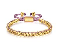 WP WEPICK Pulseras chapadas en oro de 18 quilates para hombre, cadena de eslabones francos, pulsera ajustable de acero inoxidable, joyería para hombre, regalo de cumpleaños, For Wrist 6.5-8 Inch, Sin