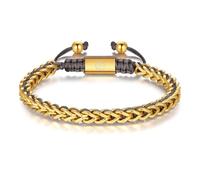 WP WEPICK Pulseras chapadas en oro de 18 quilates para hombre, cadena de eslabones francos, pulsera ajustable de acero inoxidable, joyería para hombre, regalo de cumpleaños, For Wrist 6.5-8 Inch, Sin