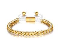 WP WEPICK Pulseras chapadas en oro de 18 quilates para hombre, cadena de eslabones francos, pulsera ajustable de acero inoxidable, joyería para hombre, regalo de cumpleaños, For Wrist 6.5-8 Inch, Sin