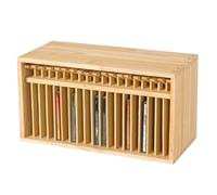 WPBXQKWAY Desktop CD Storage Rack, Wood CD Storage Rack, DVD Organizer/Shelf/Tower/Stand Dollar, Holds 19 Standard Cases, Desktop Placement, Vintage Farmhouse Style, Fit for Theatre Room(1)