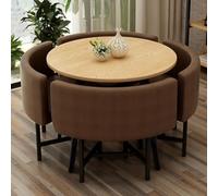WPBXQKWAY Dining Table Set for 4, Conference Room Reception Negotiation Table Sets, Small Round Chairs Set 4, Load-Bearing Capacity 150kg/330lbs, Small Coffee Dining Table and Chair(Brown)