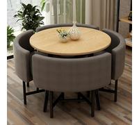 WPBXQKWAY Dining Table Set for 4, Conference Room Reception Negotiation Table Sets, Small Round Chairs Set 4, Load-Bearing Capacity 150kg/330lbs, Small Coffee Dining Table and Chair(Gray)