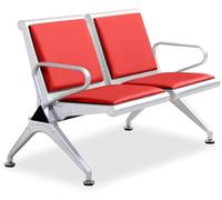 WPBXQKWAY PU Double Office Guest Chair, 2-Seat PU Waiting Room Chairs, Reception Area Furniture with Arms, Airport Reception Bench, Lobby Bench in Bank Hospital(Red)