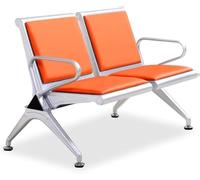 WPBXQKWAY PU Double Office Guest Chair, 2-Seat PU Waiting Room Chairs, Reception Area Furniture with Arms, Airport Reception Bench, Lobby Bench in Bank Hospital(Orange)