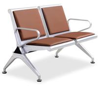 WPBXQKWAY PU Double Office Guest Chair, 2-Seat PU Waiting Room Chairs, Reception Area Furniture with Arms, Airport Reception Bench, Lobby Bench in Bank Hospital(Brown)