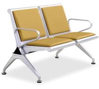 WPBXQKWAY PU Double Office Guest Chair, 2-Seat PU Waiting Room Chairs, Reception Area Furniture with Arms, Airport Reception Bench, Lobby Bench in Bank Hospital(Yellow)