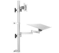 WPBXQKWAY Sit Stand Monitor Desk Mount for 17-27" Screens, Full-Motion Articulating Arm, Height Adjustable, with Keyboard Tray, Adjustable Workstation Arm, Load Capacity 10KG, for Office, Workstation