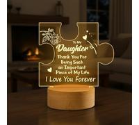 wpdash Regalo para hija de parte de los padres, ilusión 3D con base de madera, luz nocturna, lámpara de mesa óptica de color cálido, interruptor de botón alimentado por USB, decoración del hogar
