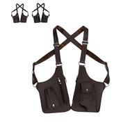 WPDUIODF Bolsa De Hombro Doble For Axila, Funda Antirrobo Con Correa Ajustable Oculta, Bolsa Táctica Antirrobo For Exteriores Con Múltiples Bolsillos(Dark Brown)