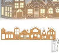 WPDUIODF Casita De Jengibre Navideña De Mesa, Centro De Mesa Plegable con Forma De Pueblo Navideño, Incluye 2 Casitas De Jengibre De Cartón Y 1 Guirnalda De Luces.(1psc)