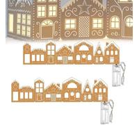 WPDUIODF Casita De Jengibre Navideña De Mesa, Centro De Mesa Plegable con Forma De Pueblo Navideño, Incluye 2 Casitas De Jengibre De Cartón Y 1 Guirnalda De Luces.(2psc)