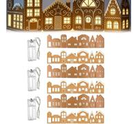 WPDUIODF Decoración De Mesa Mágica De Pueblo De Jengibre con Luces De Cadena, Fondo Recortado Navideño De Invierno, Plegable, For Estante De Gabinete De Cocina, Decoración del Hogar(3set)