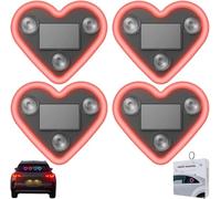 WPDUIODF Luz De Neón Solar En Forma De Corazón For Coche, Decoración For El Día De San Valentín, Accesorio For Ventana con Forma De Corazón, For Todo Tipo De Coches, For Parejas(Red,4psc)