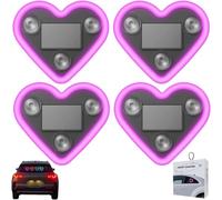 WPDUIODF Luz De Neón Solar En Forma De Corazón For Coche, Decoración For El Día De San Valentín, Accesorio For Ventana con Forma De Corazón, For Todo Tipo De Coches, For Parejas(Pink,4psc)