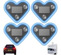 WPDUIODF Luz De Neón Solar En Forma De Corazón For Coche, Decoración For El Día De San Valentín, Accesorio For Ventana con Forma De Corazón, For Todo Tipo De Coches, For Parejas(Blue,4psc)