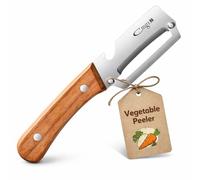 WPDUIODF Pelador De Verduras Multifuncional, Pelador De Verduras Premium con Mango De Madera Y Abridor De Botellas, Pelado Seguro De Una Sola Hoja Premium, For Cocina(1Pcs)